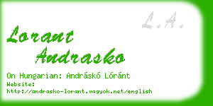 lorant andrasko business card