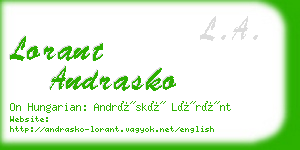 lorant andrasko business card